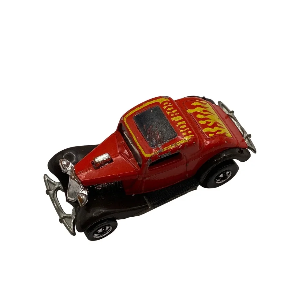 Vintage Hot Wheels 1979 Red 3-Window 34 Ford Coupe Hot Rod Flame Decal Hong Kong